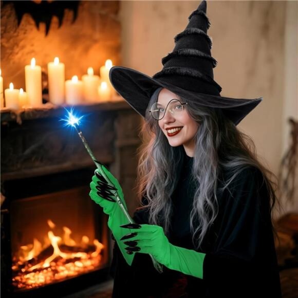 Wicked Witch Hat Glasses Gloves Socks Halloween Costume - Picture 5 of 8